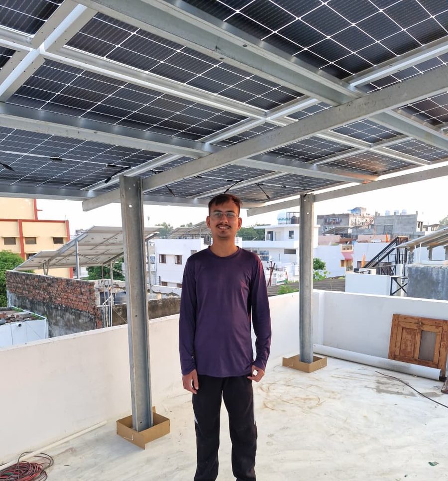 Walk-under canopy on a home terrace, Vikas Nagar, Lucknow