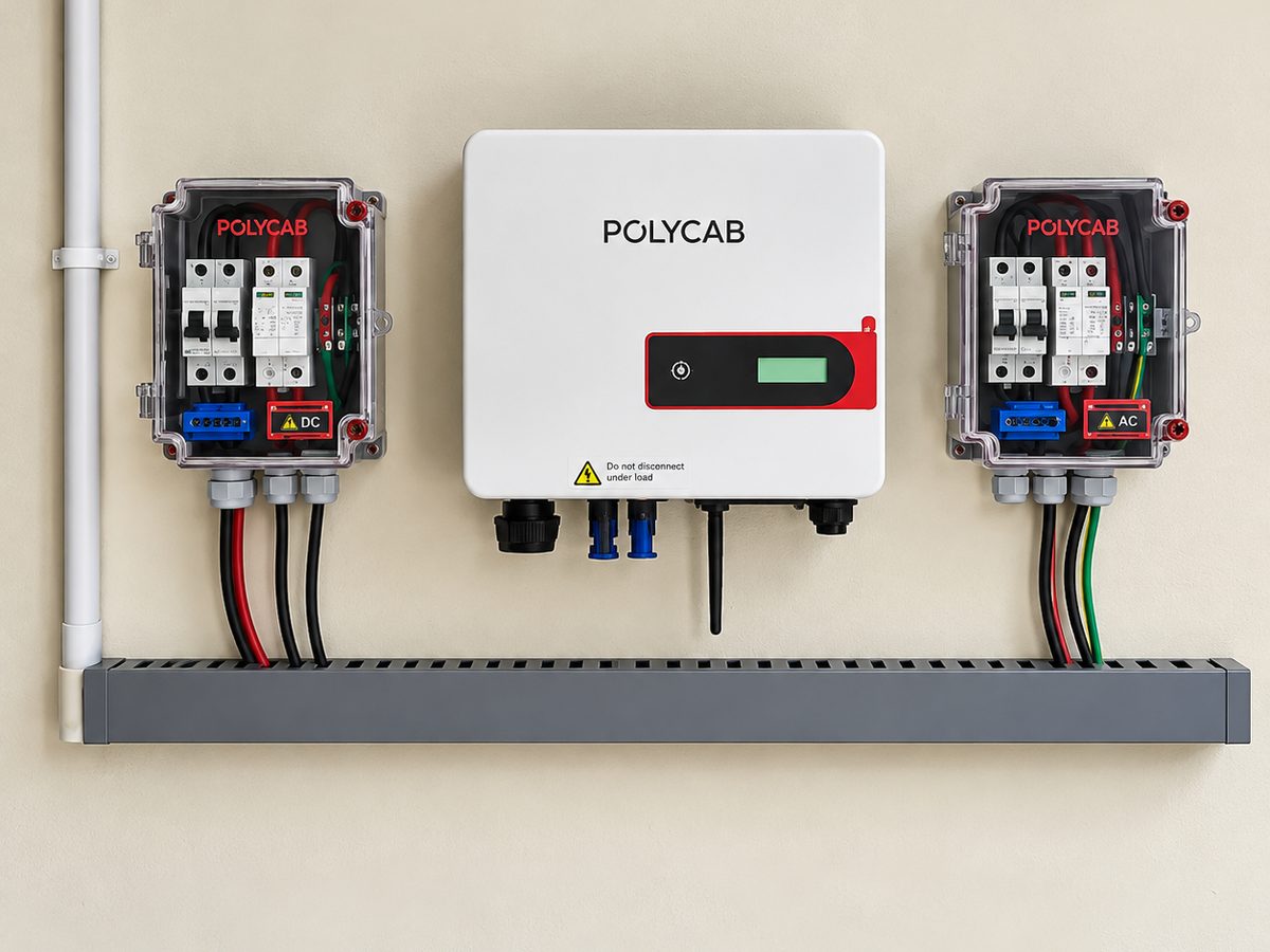 Polycab on-grid inverter with AC and DC protection boxes