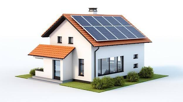 Illustration of a home with solar panels on its roof